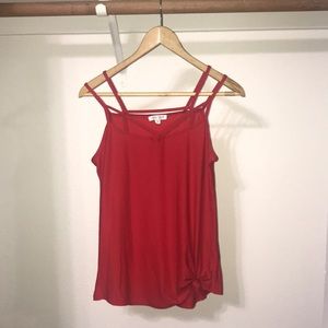 double spaghetti strap red shirt.
